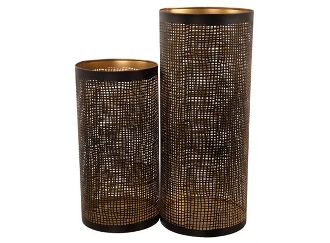 Hovedbilde Lykt sort smårutet metall h:30/40cm s/2 15x30cm ...