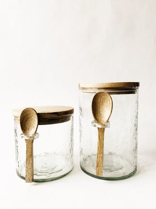 Hovedbilde Glass m trelook og skje L H 17 cm